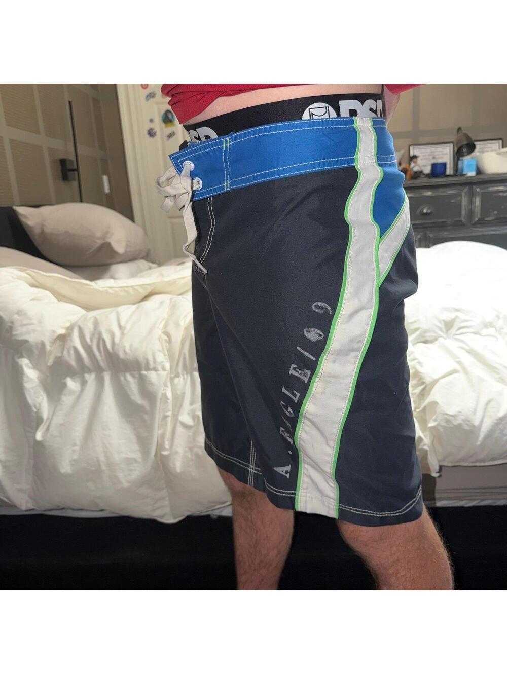 American Eagle Grail Blue Surf Board Shorts Mens SM Vtg y2k 90s Rare